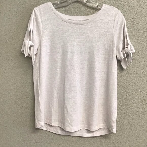 Talbots Petites SP  White with Gold Sparkle Linen Tee Top T-shirt Small Petite - Picture 8 of 8